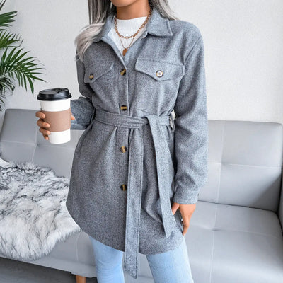 Casual Single-Breasted Collared Coat Rite Choice Clothing