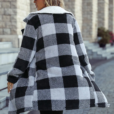 Lapel Plaid Fleece Coat Rite Choice Clothing