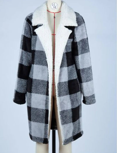 Lapel Plaid Fleece Coat Rite Choice Clothing