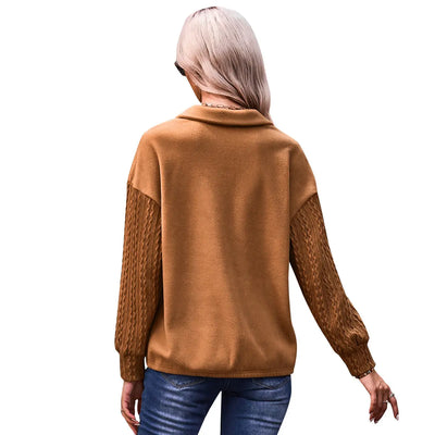 Long Cable Knitted Sleeve Sweatshirts Rite Choice Clothing