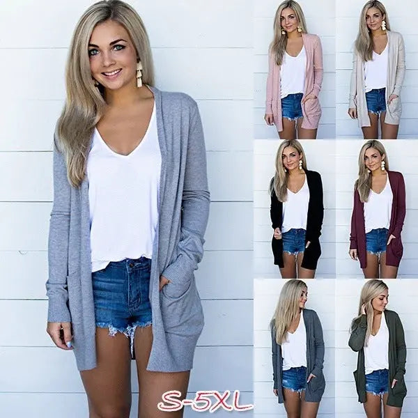 Multi-Color Cardigan with Pockets Rite Choice Clothing