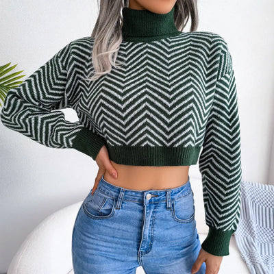 Turtleneck Long Sleeve Cropped Sweater Rite Choice Clothing