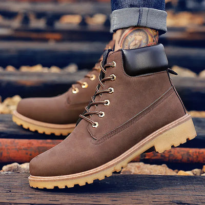 2021 new British Martin boots men's laces PU skin men's shoes trend high-top casual snow boots thickening wholesale