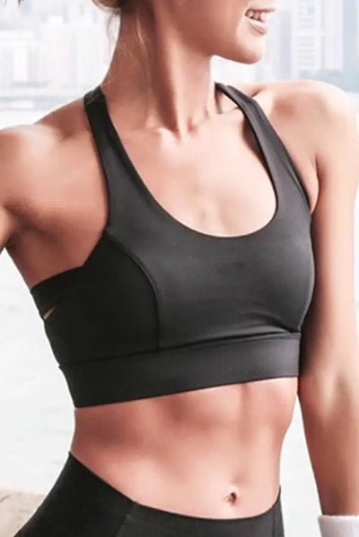 Athletic Push Up Cut Out Wireless Sports Bra