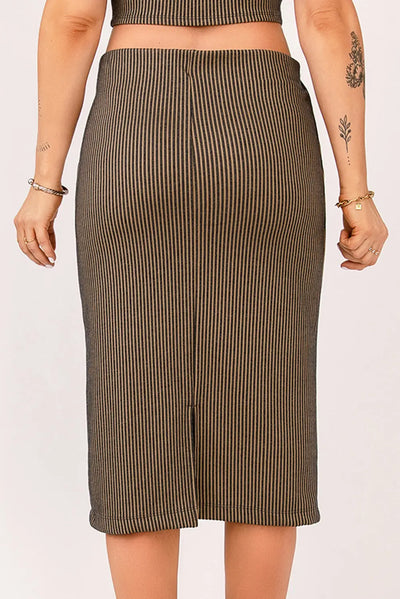 Basic Striped Bodycon Midi Skirt Rite Choice Clothing
