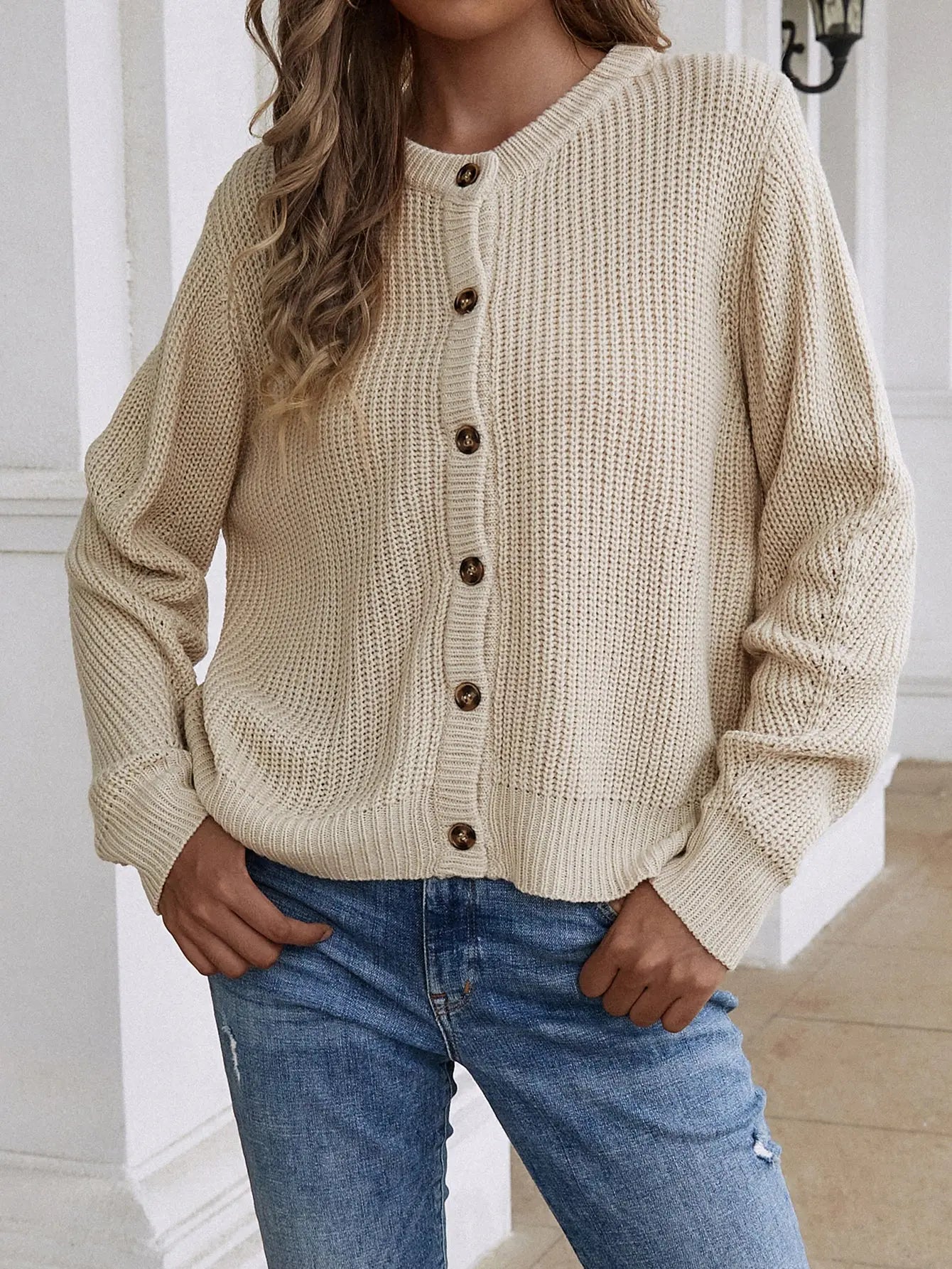 Button Down Rib-Knit Reversible Sweater Rite Choice Clothing