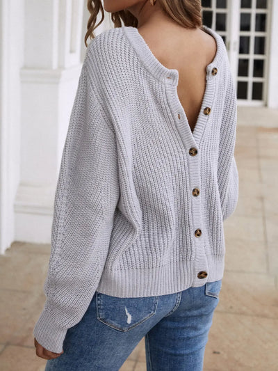 Button Down Rib-Knit Reversible Sweater Rite Choice Clothing