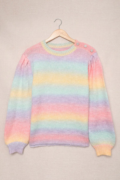 Gradient Stripes Bishop Sleeve Sweater Rite Choice Clothing