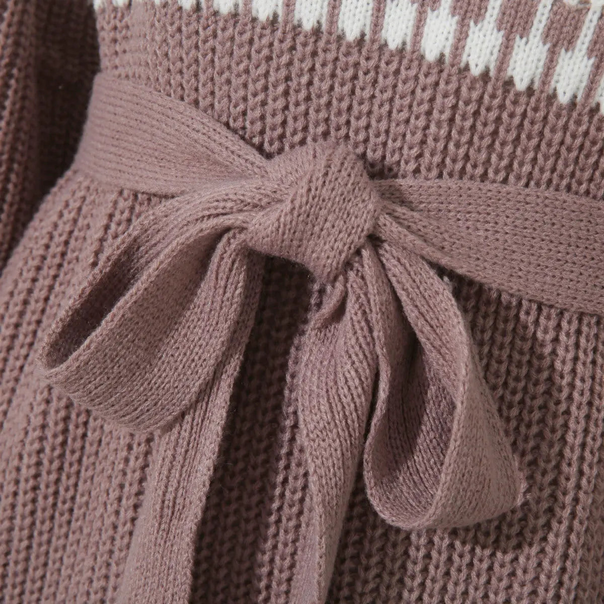 Lantern Long-Sleeved Mockneck Knitted Mini Dress