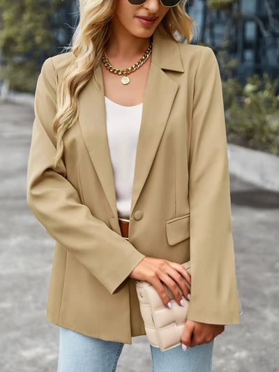 Lapel Neck Solid Color Blazer Rite Choice Clothing