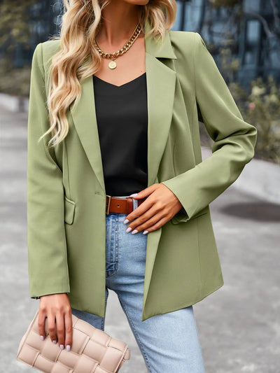 Lapel Neck Solid Color Blazer Rite Choice Clothing