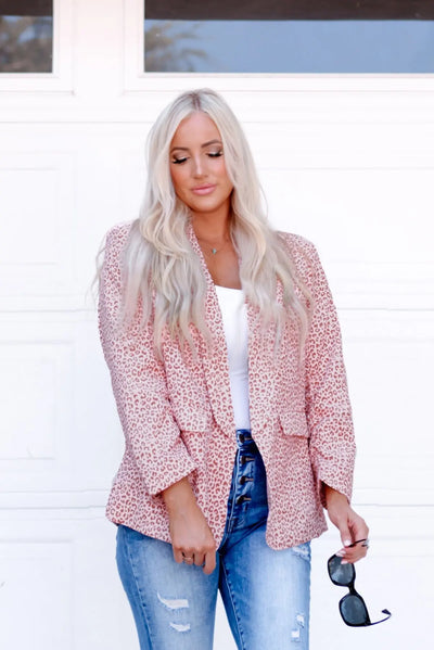 Light Pink/Tan Printed Blazer Rite Choice Clothing