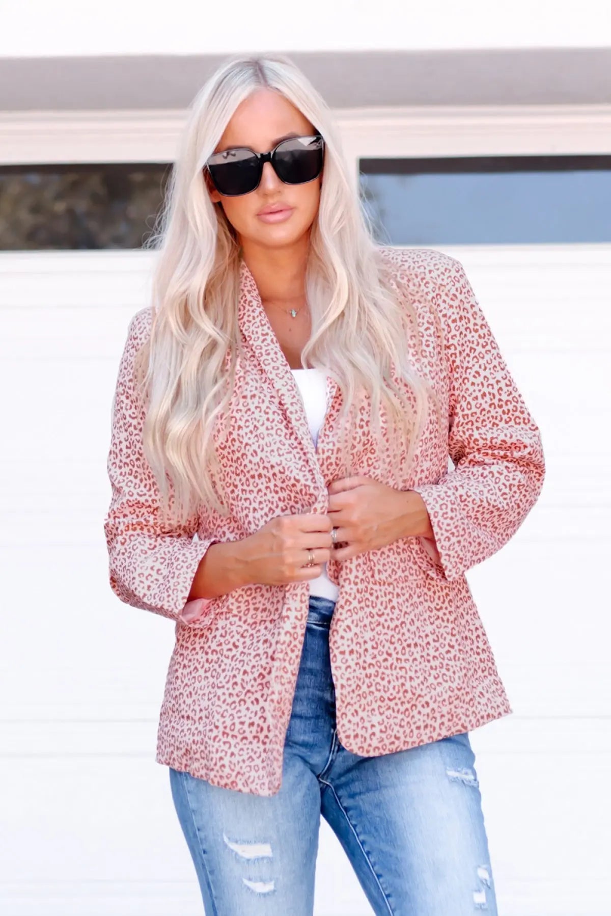 Light Pink/Tan Printed Blazer Rite Choice Clothing