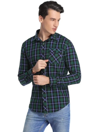 Men's Flannel Plaid Long Sleeve Shirt