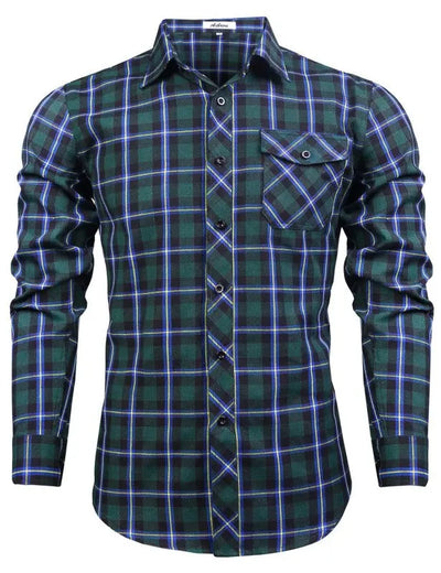 Men's Flannel Plaid Long Sleeve Shirt