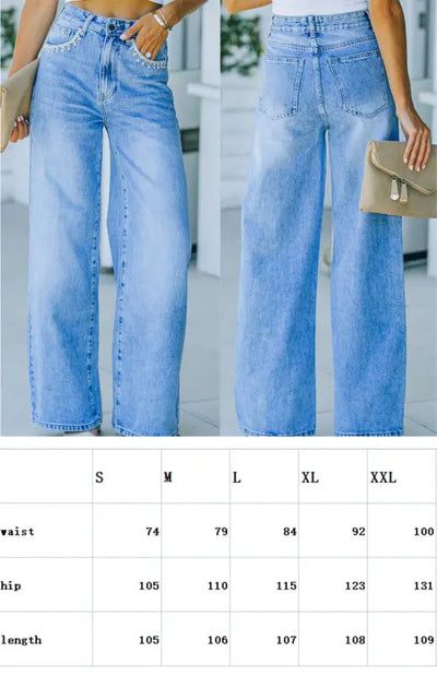 Petal Pocket Temperament Loose Wash Jeans