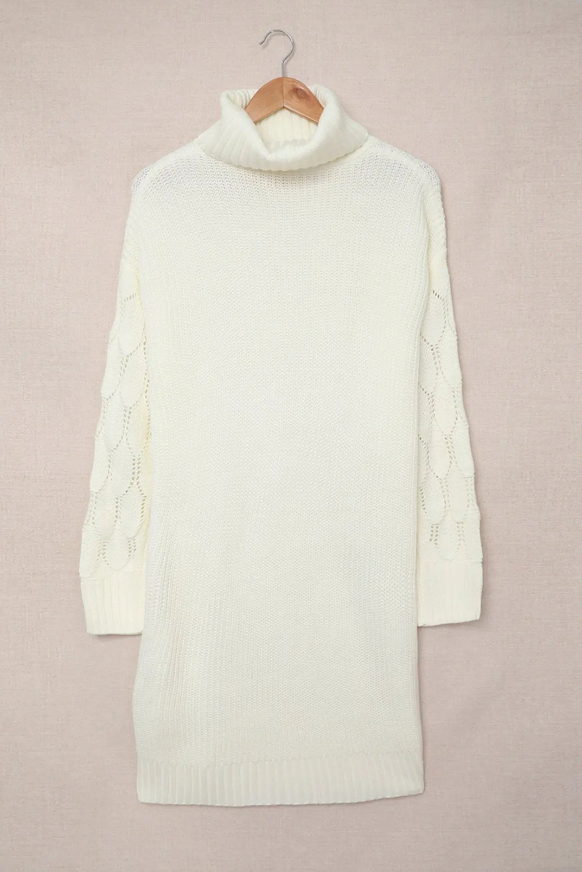 Plain Turtleneck Sweater Dress With Slits
