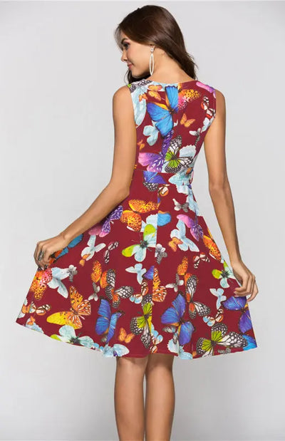 Printed Butterfly A Big Swing Dress