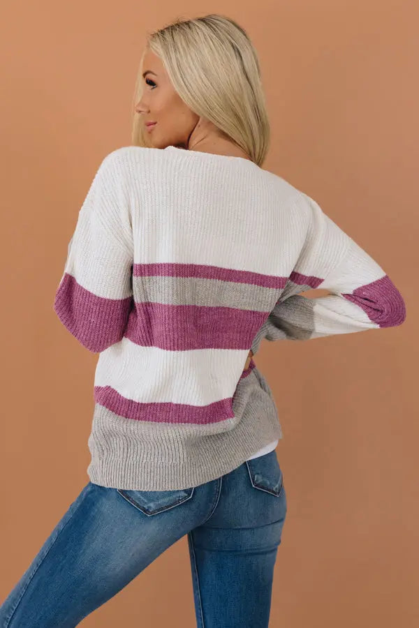 Shan Color Block Button Detail Sweater