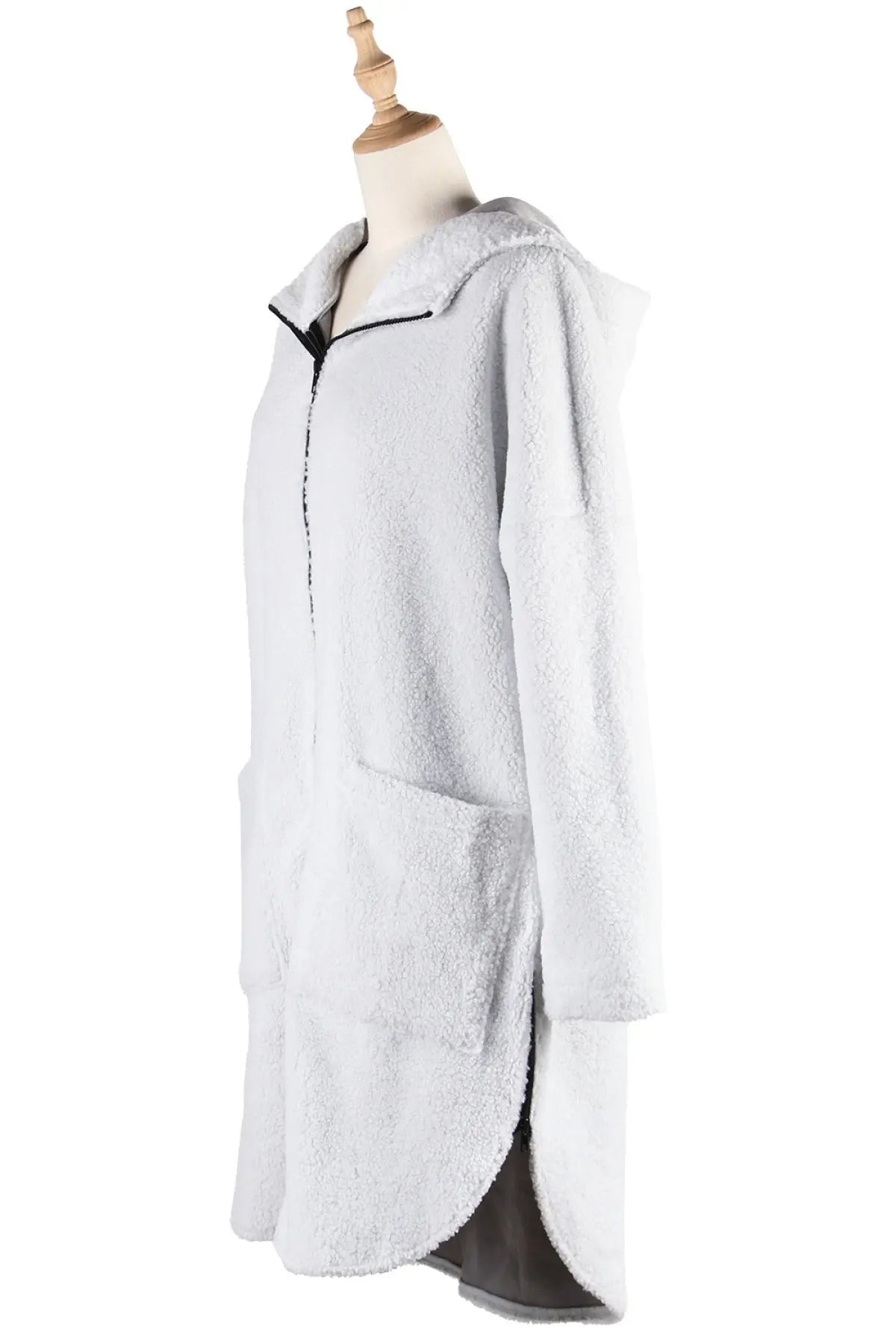 Side Pocket Fleece Slit Overcoat Rite Choice Clothing
