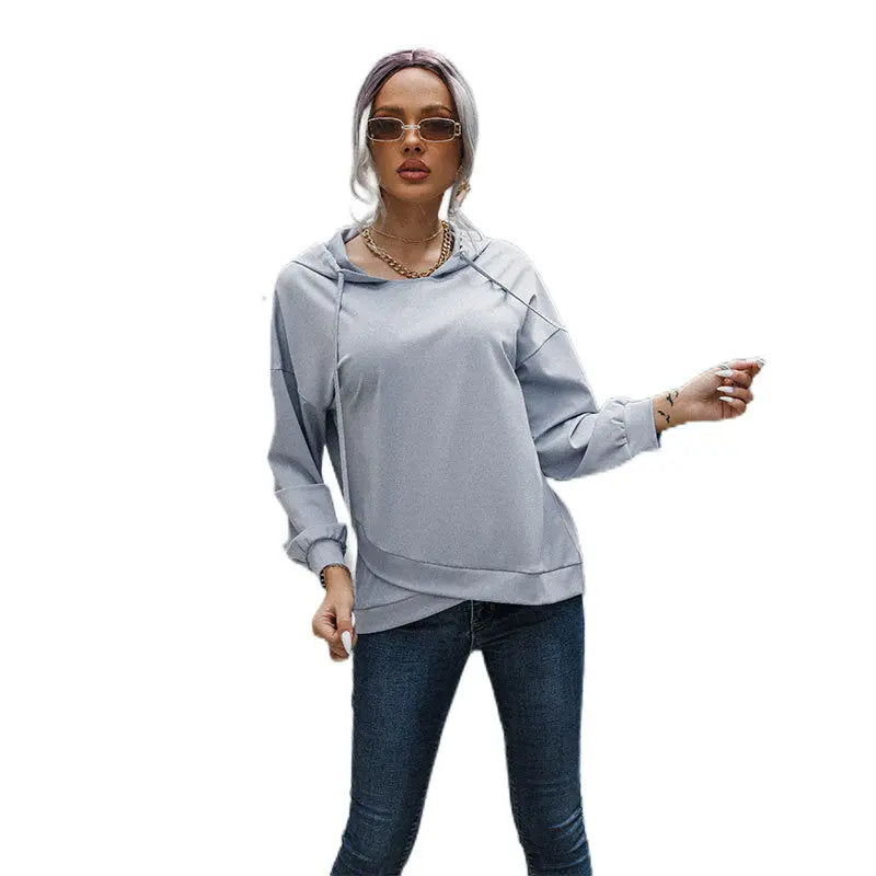 Solid Color Pullover Loose Hoodie