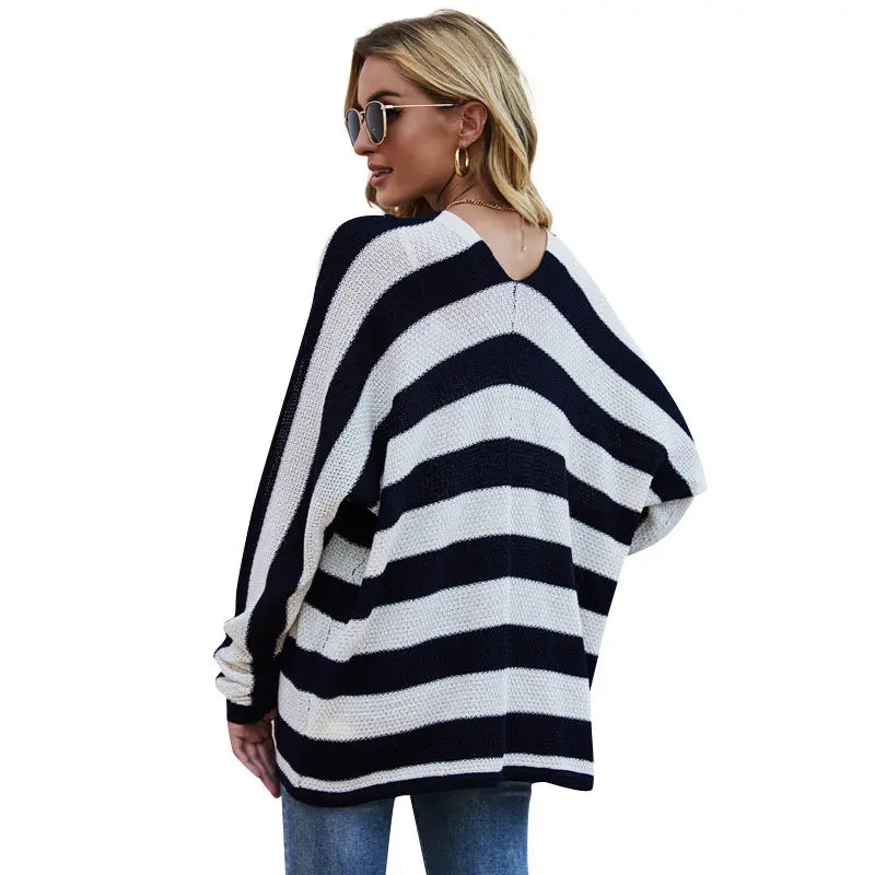 Striped Knitted Cardigan Long Sleeve