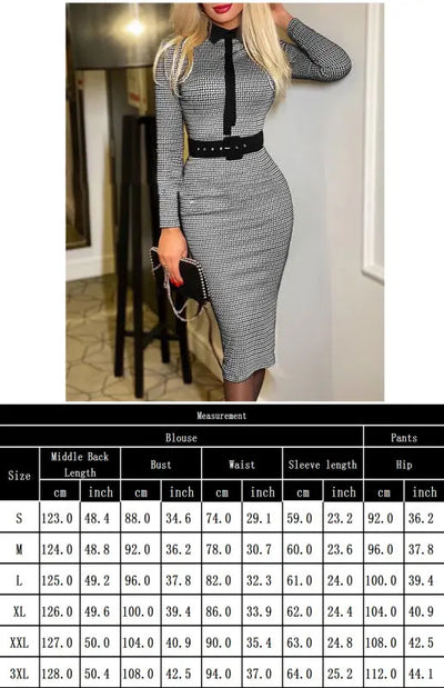Women's Casual Slim Belt Print Dress