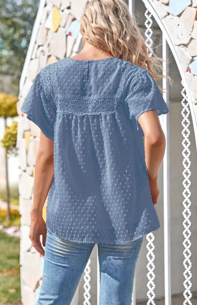 Women's Chiffon Short-Sleeve Lace Vest Shirt